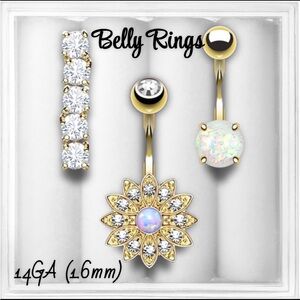 Gold and Crystal Belly Ring Set